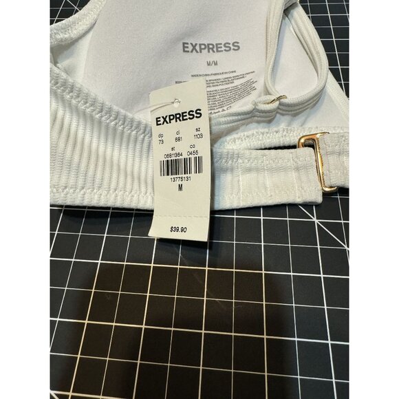 Express White Ribbed Bralette Top Medium Adjustable Straps Padded Cups $39.90 - Picture 4 of 4